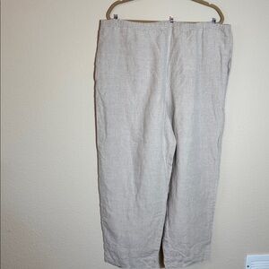 J Jill 100% Linen Natural Color Elastic Waist Pull On Pants. Size XL